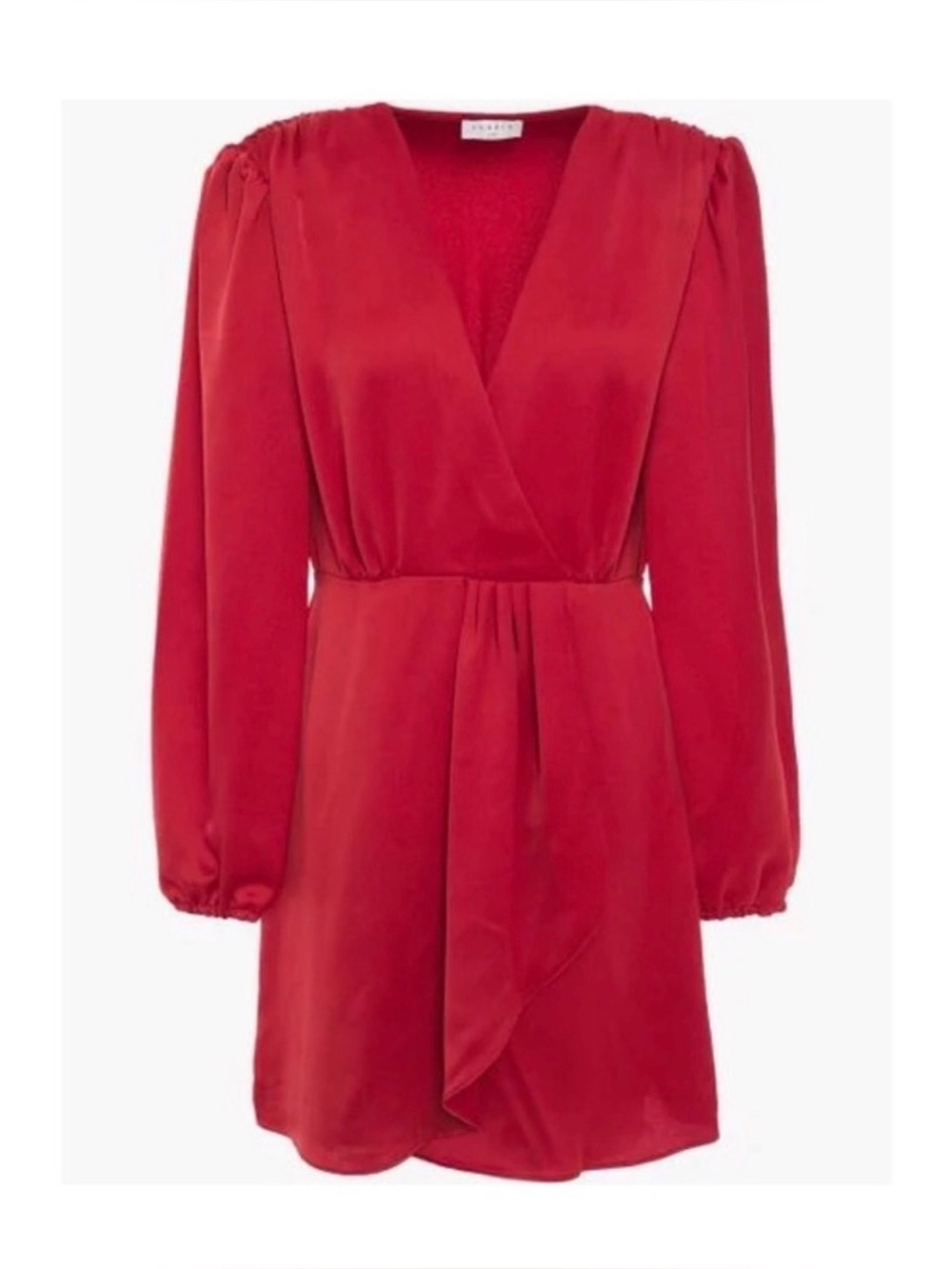 Sandro Crimson Red V-Neck Tie-Waist Mini Dress